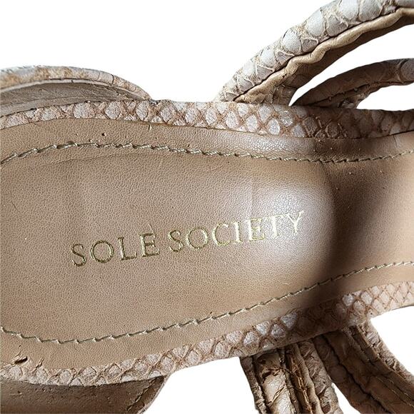 Sole Society Platform Wedge Heel Beige Strappy Sandals Womens 10B/EU40 Shoes EUC - Picture 10 of 11